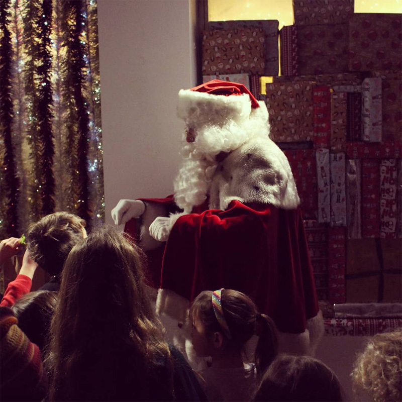 Father Christmas speaking to visitors